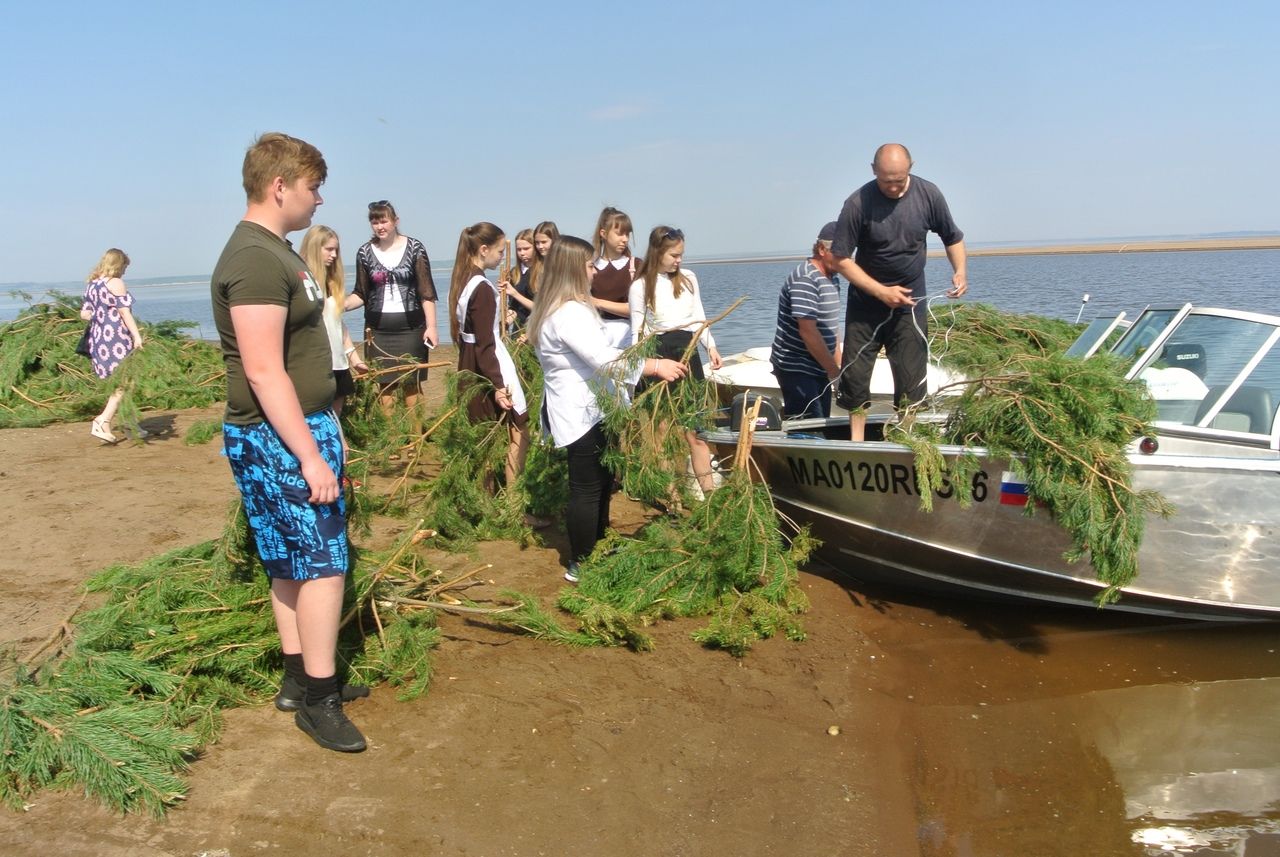 Алексеевские школьники помогли рыбакам изготовить искусственные нерестилища