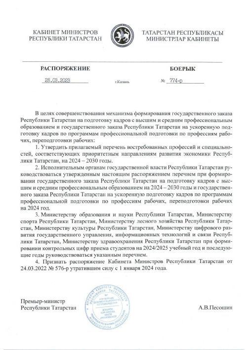 Правительство РТ утвердило список востребованных профессий до 2030 года