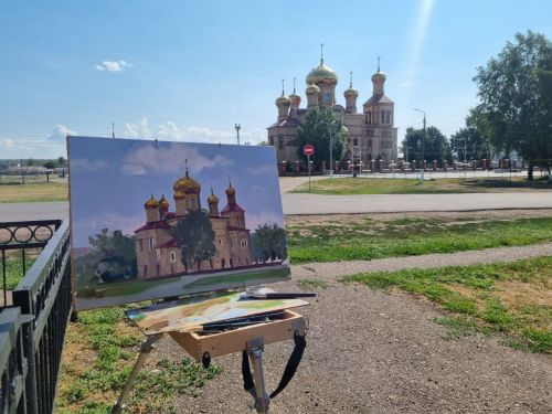 Известный художник пишет картину храма Воскресения Христова