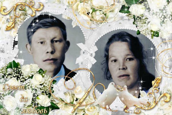 Дорогих и любимых наших родителей Алексея Михайловича и Марию Филипповну Волостновых с золотой свадьбой!