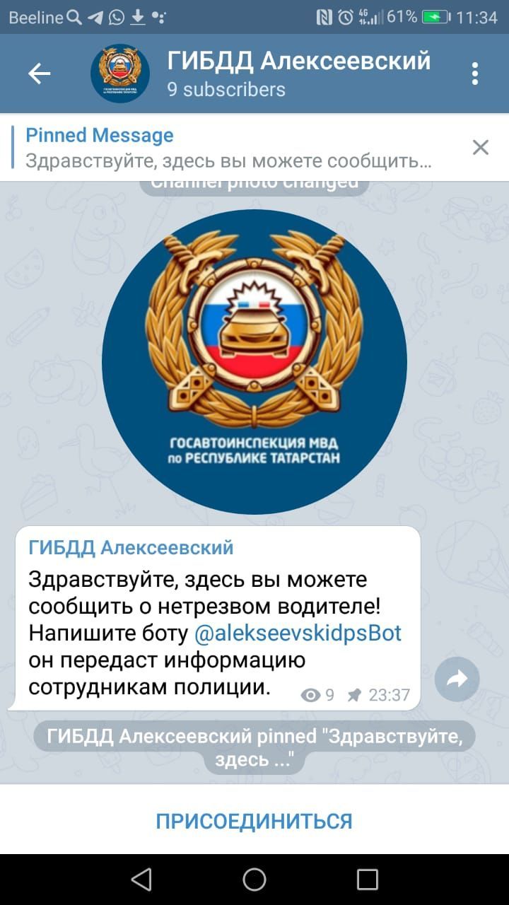 В Телеграме появился канал ГИБДД Алексеевский