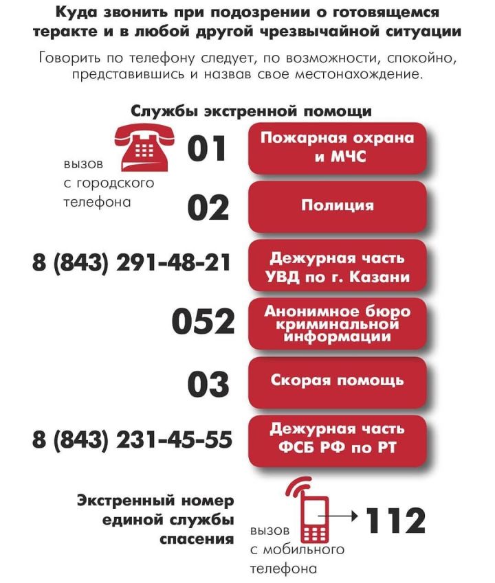 Куда звонить в случае экстренной ситуаций в Татарстане
