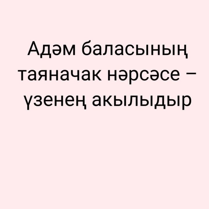 Адәм баласының таяначак нәрсәсе – үзенең акылыдыр.