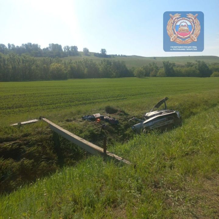 На трассе в РТ авто вылетело в кювет и протаранило опору ЛЭП, водитель погиб