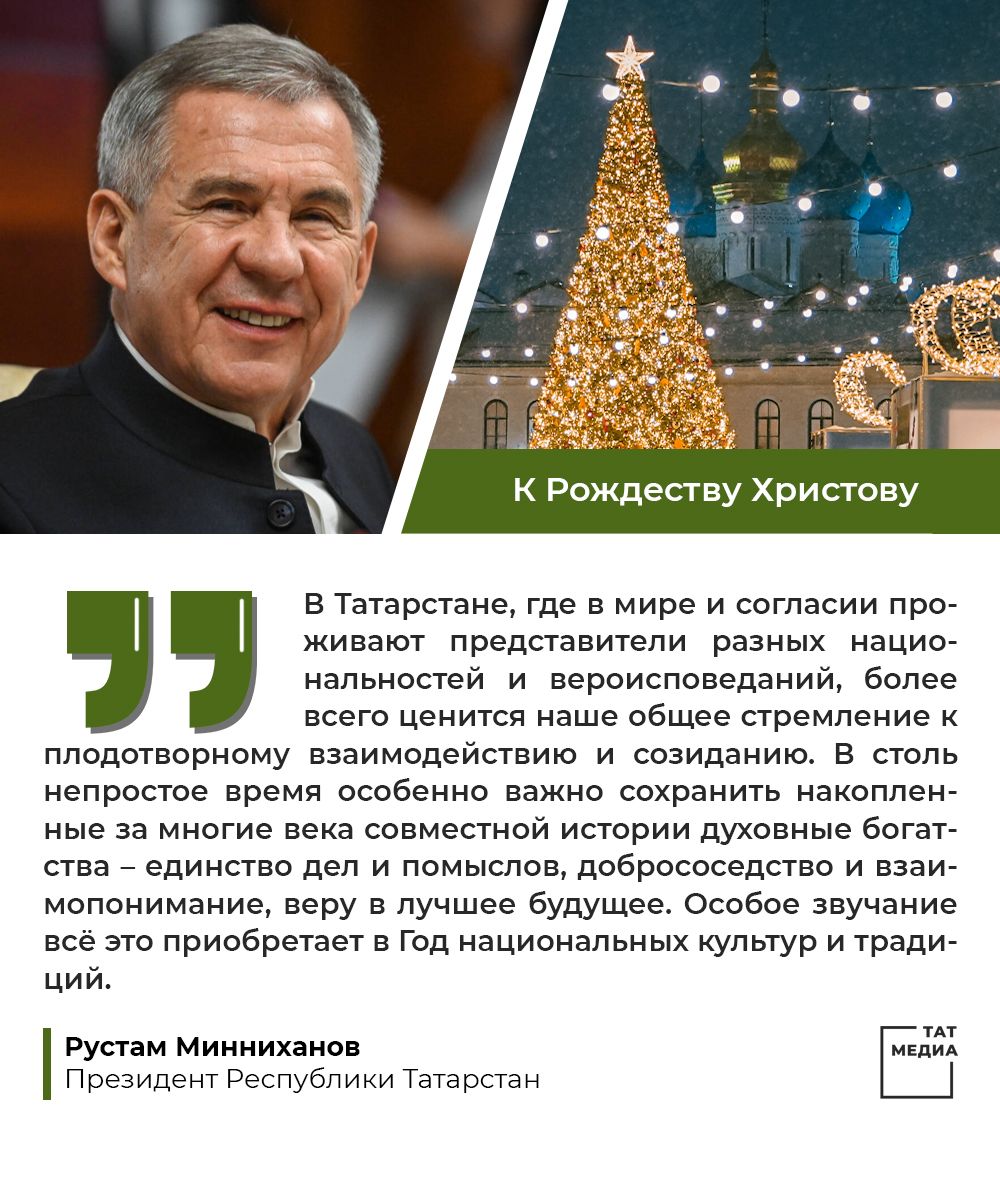 ПОЗДРАВЛЕНИЕ Президента Республики Татарстан Р.Н. Минниханова  с Рождеством Христовым