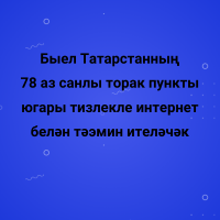 Быел Татарстанның 78 аз санлы торак пункты югары тизлекле интернет белән тәэмин ителәчәк