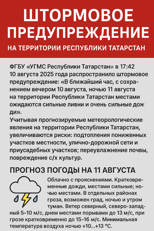 В Татарстане объявлено штормовое предупреждение