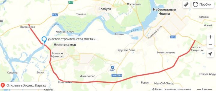 На месте строительства моста через Каму в Татарстане выход на лед опасен