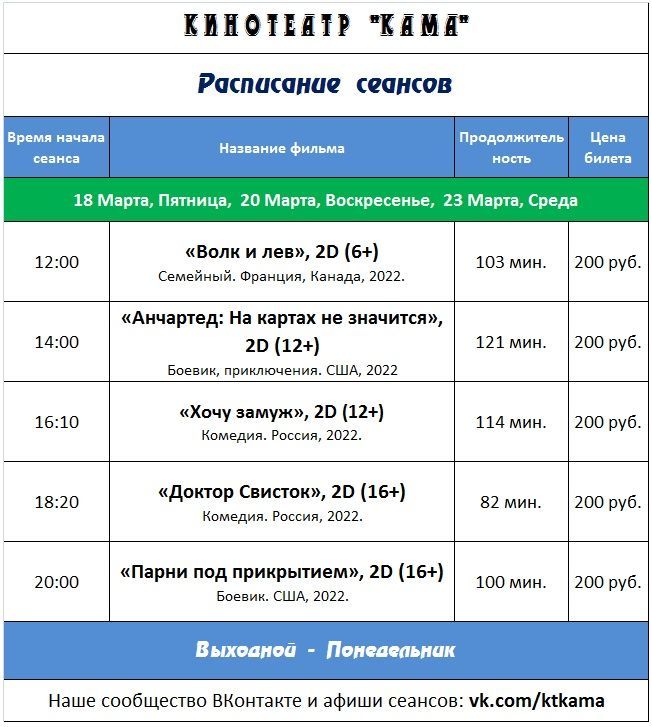 Рио орел афиша расписание