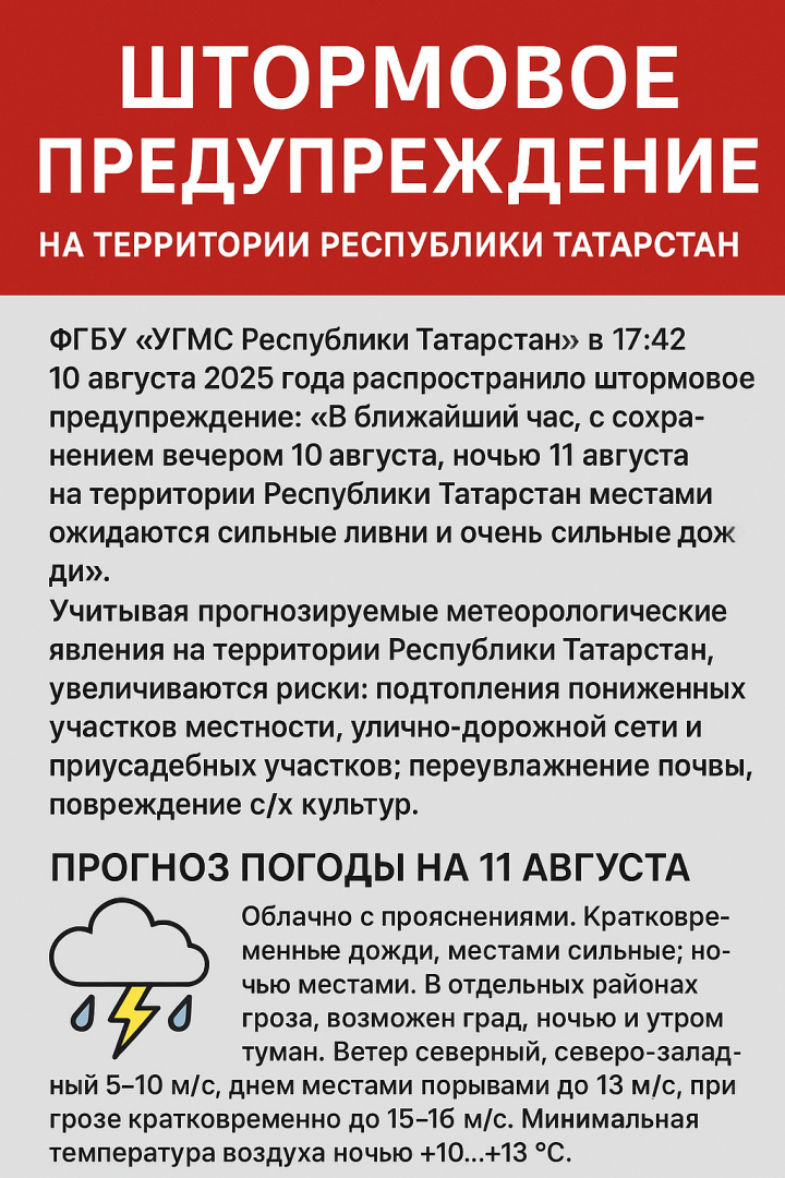 В Татарстане объявлено штормовое предупреждение
